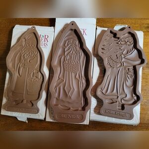 Longaberger Brown Santa Claus Cookie Molds